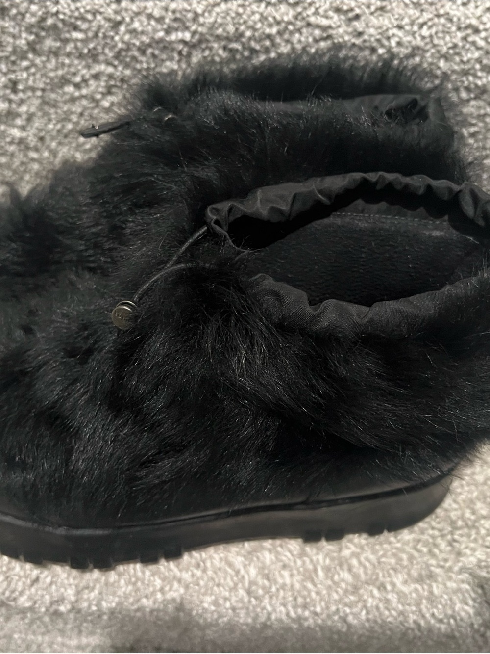 Prada Black Faux Fur Ankle Booties with Toggle